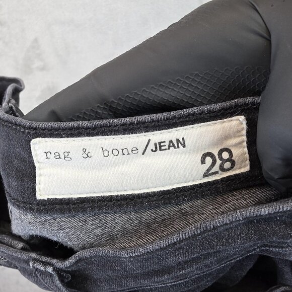 Rag & Bone Jeans Womens 28 Black Cropped Frayed Hem Slim Straight Stretch - Picture 9 of 12